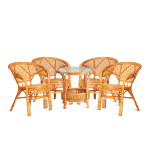 Комплект для отдыха «Пеланги» (Pelangi 02/15 со стеклянной столешницей, без подушек) натуральный ротанг (Honey (мёд)