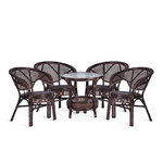 Комплект для отдыха «Пеланги» (Pelangi 02/15 со стеклянной столешницей, без подушек) натуральный ротанг (Pecan (орех)