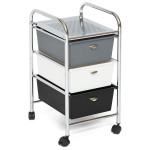 Столик c 3 ящиками для хранения NY-3296-3 (хром, черный/белый)