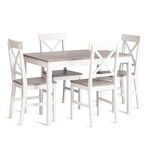 Обеденный комплект Хадсон (стол + 4 стула)/ Hudson Dining Set (mod.0104) МДФ/тополь/меламин, стол: 118х74х73 см, стул: 42,5x46,5x93,5 см, white (белый) / grey (серый)