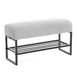 Банкетка-обувница Charli Lux/Чарли Люкс велюр/букле, VT shape silver