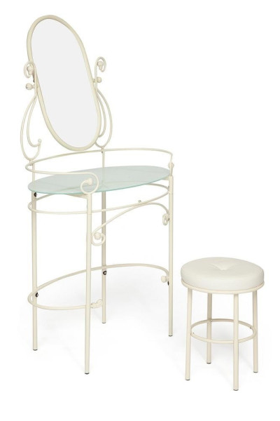 Туалетный столик с пуфом «Альберт белый» (Albert) (Античный белый)