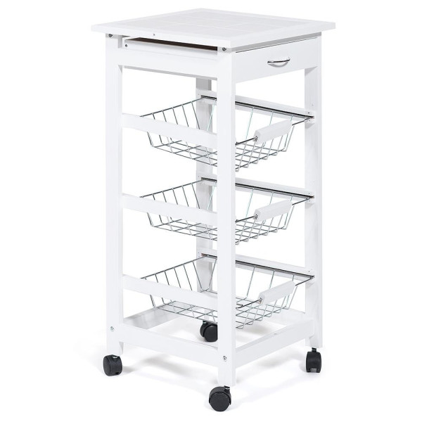 Столик передвижной кухонный разделочный (mod. JW3-2014-1) (Белый)