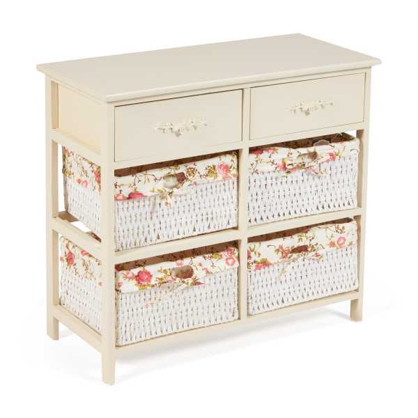 Комод с 2 ящиками Secret De Maison BANC ( mod. 4312) (butter white (слоновая кость), ткань -розочки)