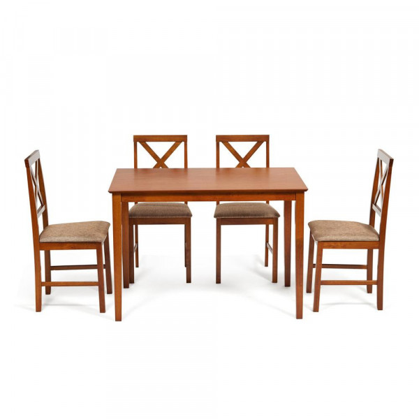 Обеденный комплект эконом «Hudson Dining Set» (стол + 4 стула) (Коричневый )