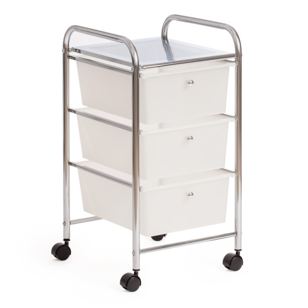 Столик c 3 ящиками для хранения NY-3296-3 (хром/белый)