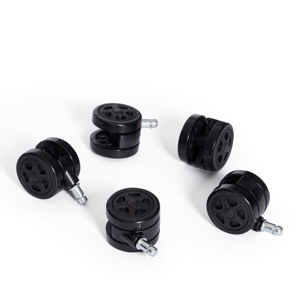 Набор роликов для игровых кресел с черной декор. вставкой, 60 мм, ПУ, 5 штук, D11 черный