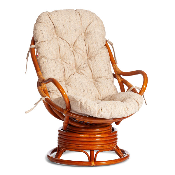 Кресло-качалка из ротанга «Флорес» (Flores 5005) + Подушка (Коньяк)