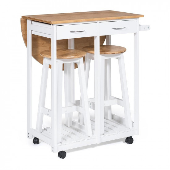 Стол кухонный с 2-мя табуретами (mod. JW3-2065А) (Белый)