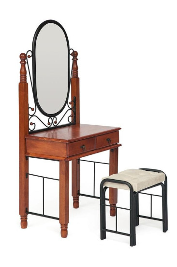 Туалетный столик с пуфом AT-992 (Красный дуб)