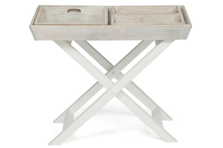 Столик складной с подносом Secret De Maison «Riviera» (mod. 2351) (Antique White/Whitewash)