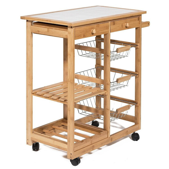 Столик передвижной кухонный разделочный (mod. JW3-2063) (Натуральный)