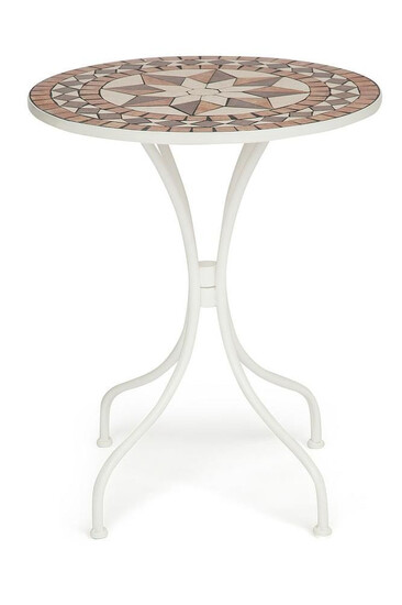 Кованый стол Secret De Maison «Ромео» (Romeo) (плитка «Звезда») (Белый)