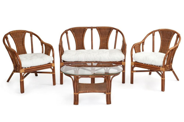 Комплект для отдыха «Лорензо» (Lorenzo) натуральный ротанг (Античный орех)