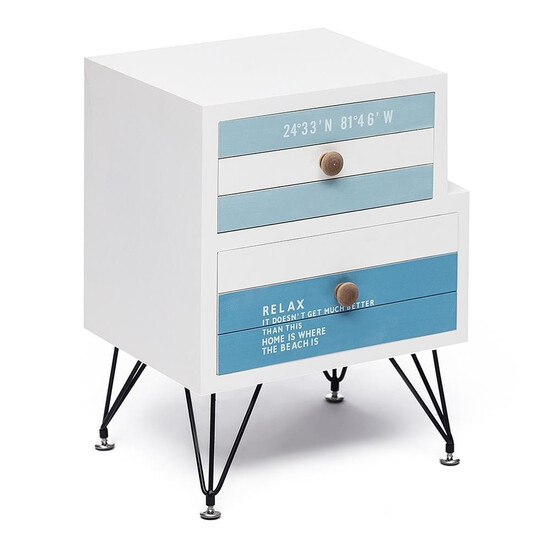 Тумба с 2-мя ящиками Secret De Maison «Mediterranean» (mod. 63604) (Белый+Голубой)