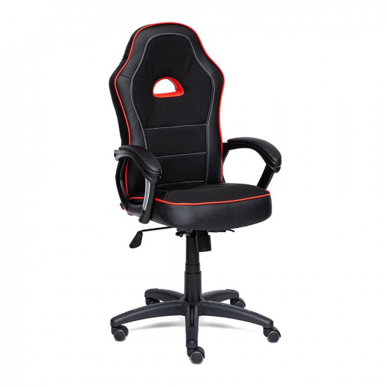 Кресло компьютерное «Шумми» (Shummy) (Искусственная чёрная кожа + чёрная ткань + красный кант)