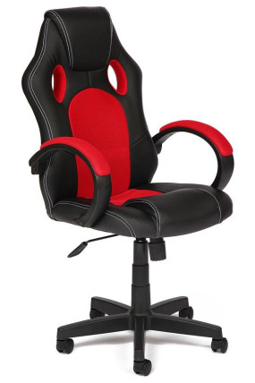 Кресло компьютерное «Рейсер GТ» (Racer GT) (Искусственная черная кожа + красная сетка)
