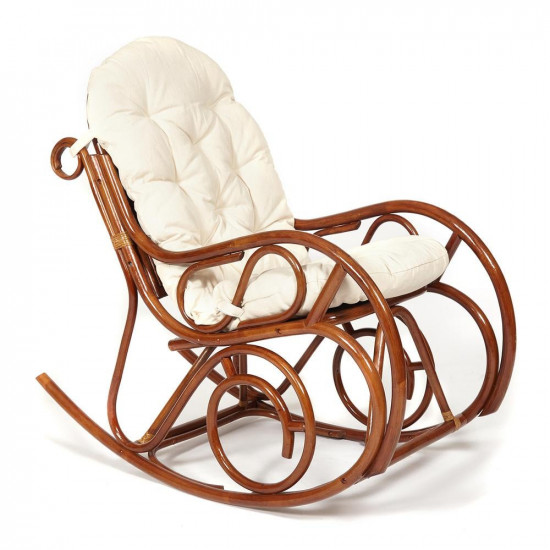 Кресло-качалка из натурального ротанга «Milano» + подушка (Pecan (орех))