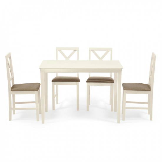 Обеденный комплект эконом «Hudson Dining Set» (стол + 4 стула) (Ivory white (слоновая кость))