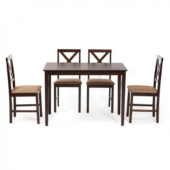 Обеденный комплект эконом «Hudson Dining Set» (стол + 4 стула) (Cappuccino (тёмный орех))