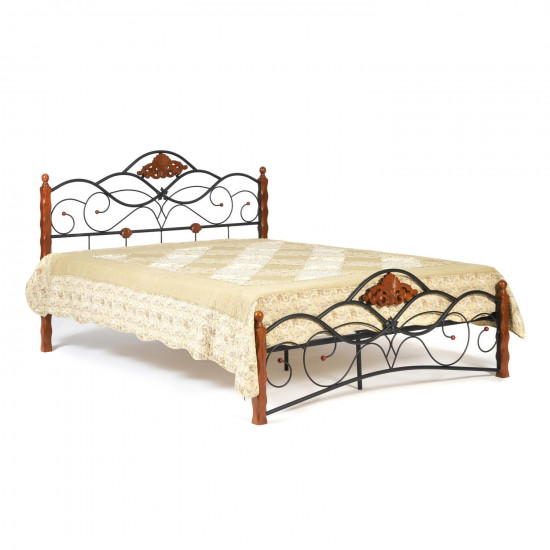 Кровать «Canzona» + основание из деревянных ламелей (160 см x 200 см), красный дуб/черный