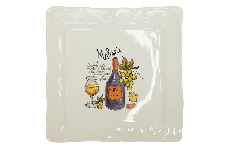 Тарелка обеденная квадратная "ВИНА" керамика, 28 х 28 см, рисунок 3 Barbera