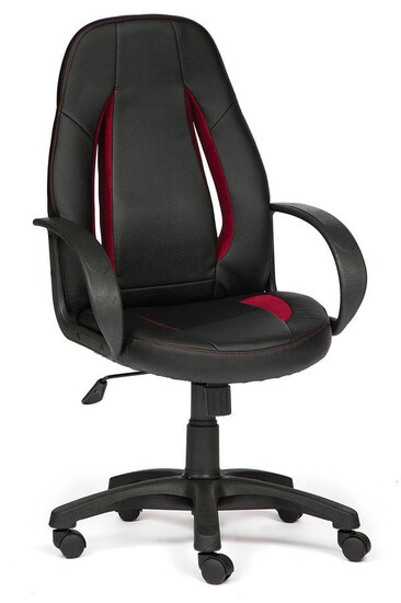 Кресло «Энзо» (Enzo) (Искусственная черная кожа +бордовая сетка)