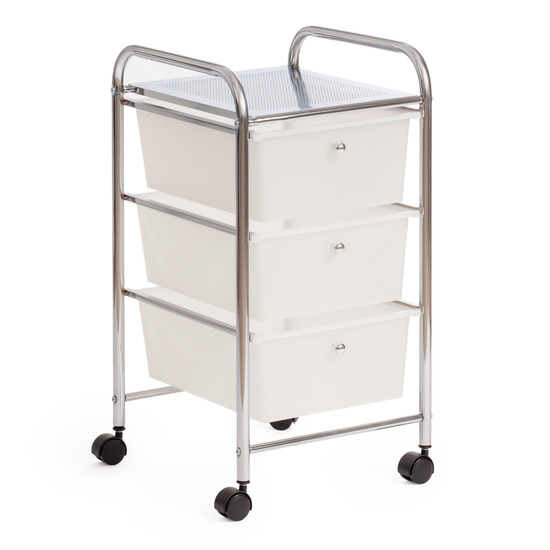 Столик c 3 ящиками для хранения NY-3296-3 (хром/белый)