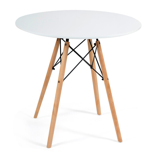 Стол CINDY NEXT (mod.80-MDF) (белый/натуральный, d 70 см)