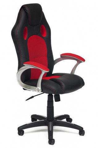 Кресло компьютерное «Рейсер» (Racer) (кож/зам/ткань, черный/красный)