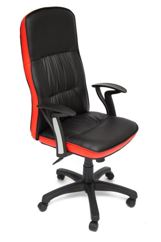 Кресло «Модена СТ» (Modena ST) (Искусственная черная кожа + красный кант)