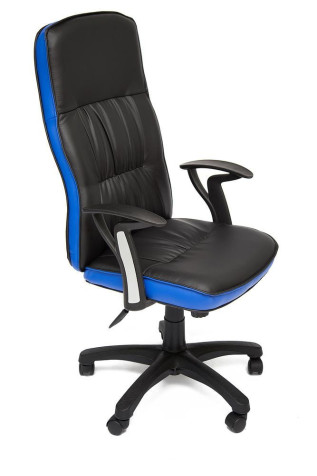 Кресло «Модена СТ» (Modena ST) (Искусственная черная кожа + синий кант)