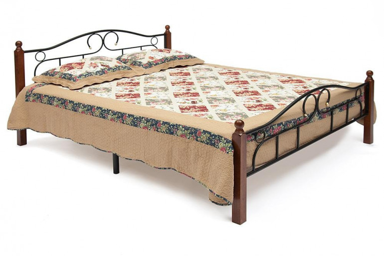 Металлическая кровать AT 808 (металлический каркас) + деревянное основание (160см x 200см)