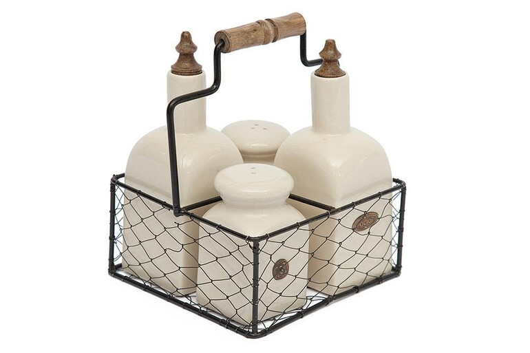 Набор соусниц и перечниц в металлической корзине Secret De Maison Chateau (С-2004) (Натуральный)