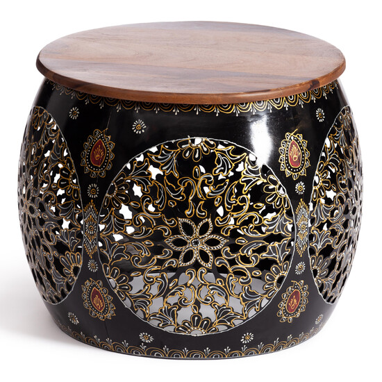 Кофейный столик Secret De Maison GYATRI ( mod. ND-032) металл/дерево, 63 х 63 х 66 см , черный/коричневый/серый