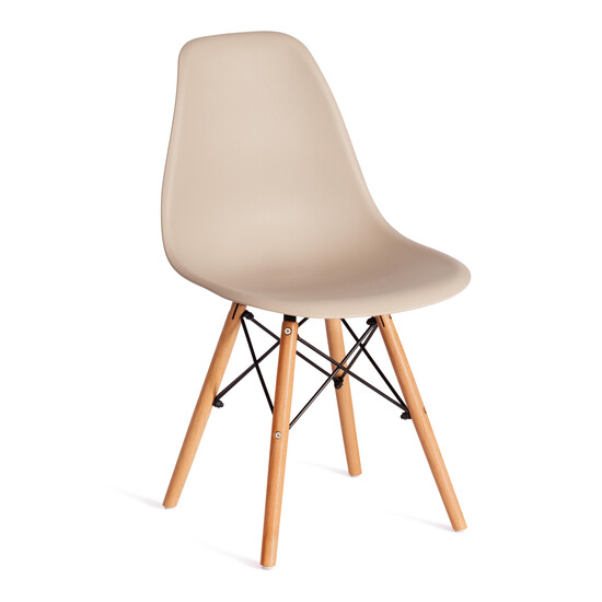 Стул CINDY (EAMES) (mod. 1801) дерево бук/металл/сиденье пластик, 45x51x82 см, Beige (Бежевый)