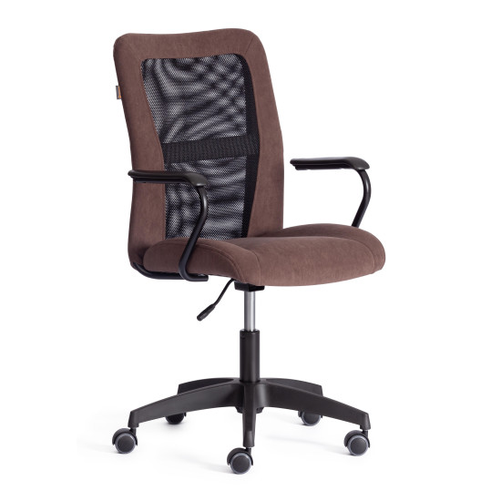 Кресло STAFF флок/ткань, коричневый/черный, 6/W-11