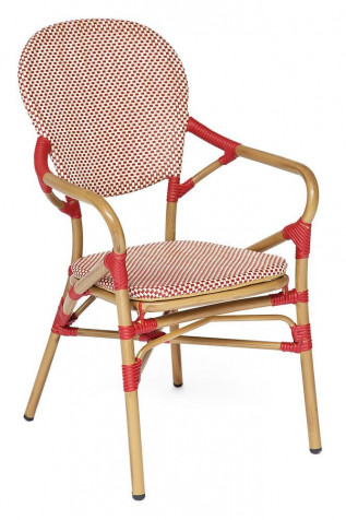 Кресло из полиротанга «Ameli» (Амели) (mod. AD642010 TXT) (Коричневый/красно-белый)