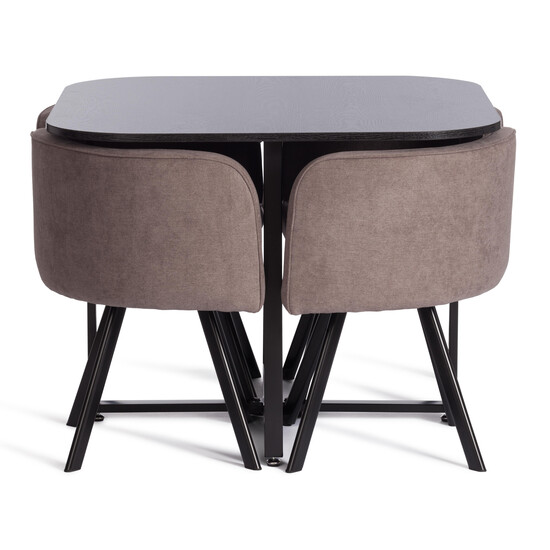 Комплект (стол, 4 стула) QUADRON (mod. PT14) Стол: МДФ/металл, стул: металл/ткань, 100х100х73 см, 69х56х71 см, Dark grey (темно-серый) LY1701-27/