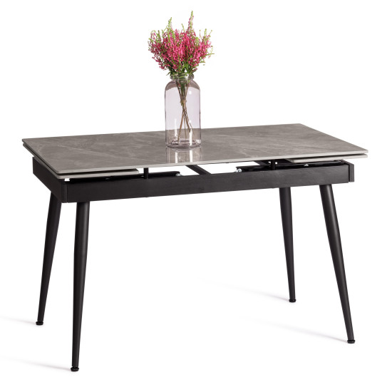 Стол обеденный Lord grey (mod.John table) столешница керамика (глянцевая) / опоры металл, серый/чёрный, 30х120х30 см
