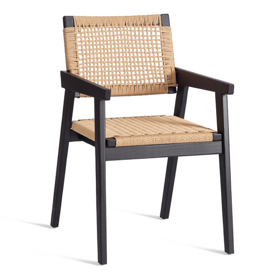 Стул VANHEIM (mod.XMS-CB3079) дерево вяз/бечевка, 46х45х83 см, черный