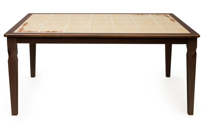 Стол обеденный с плиткой «ЭМИР» 3760 (Античный белый/Тёмный дуб)