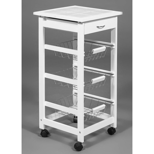 Столик передвижной кухонный разделочный (mod. JW3-2014-1) (Белый) фото № 3