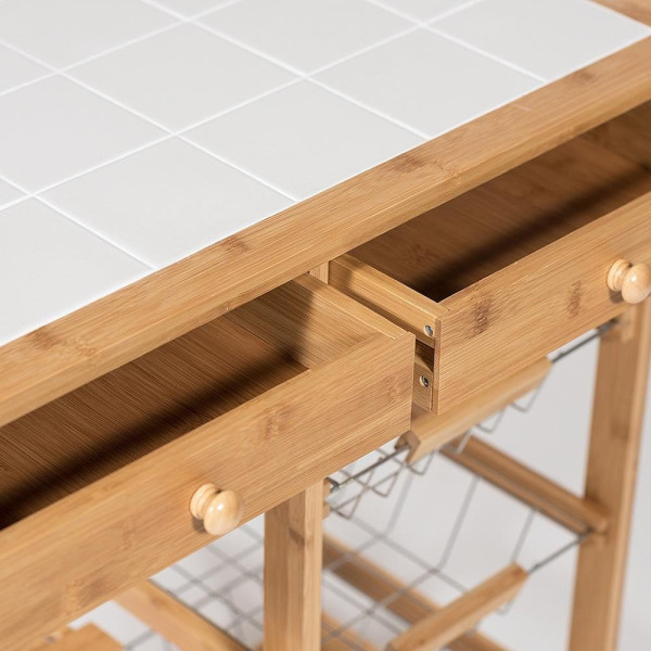 Столик передвижной кухонный разделочный (mod. JW3-2063) (Натуральный) фото № 4