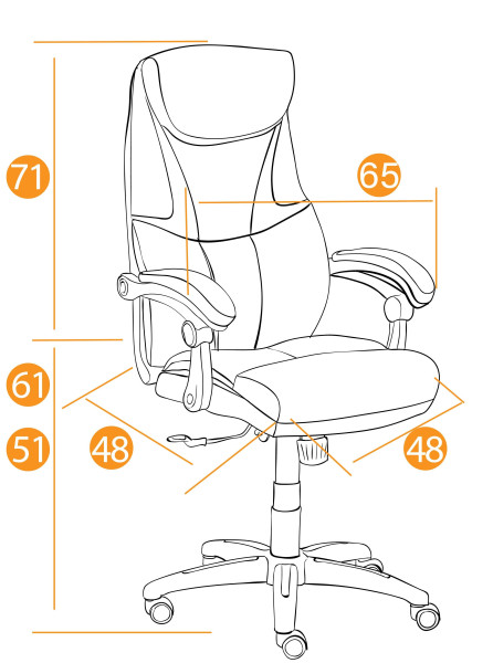 Кресло «Cambridge» (Искусственная чёрная кожа + серая сетка) фото № 13