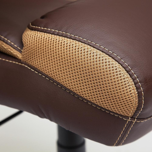 Кресло «Cambridge» (Искусственная коричневая кожа + бронзовая сетка) фото № 7