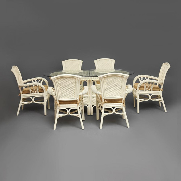 Комплект обеденный «Андреа Гранд» (Grand Andrea Elephant Ivory) нат. ротанг (TCH White) фото № 21