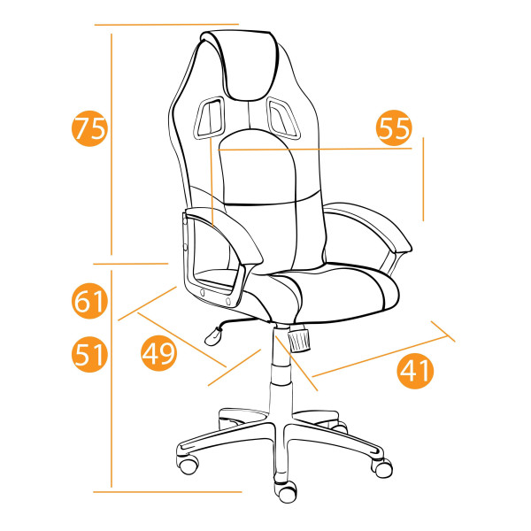 Кресло компьютерное «Driver» (Искусственная черная кожа + синяя сетка) фото № 15