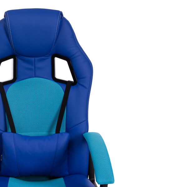 Кресло компьютерное «Driver» (Искусственная синяя кожа + бирюзовая сетка) фото № 10