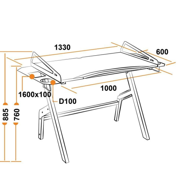 Стол компьютерный «Cyber-3» (чёрный/красный) фото № 13